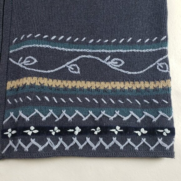Vintage Woolrich Embroidered Sweater Women Large Blue Full Zip Cardigan Grandma - Picture 4 of 12